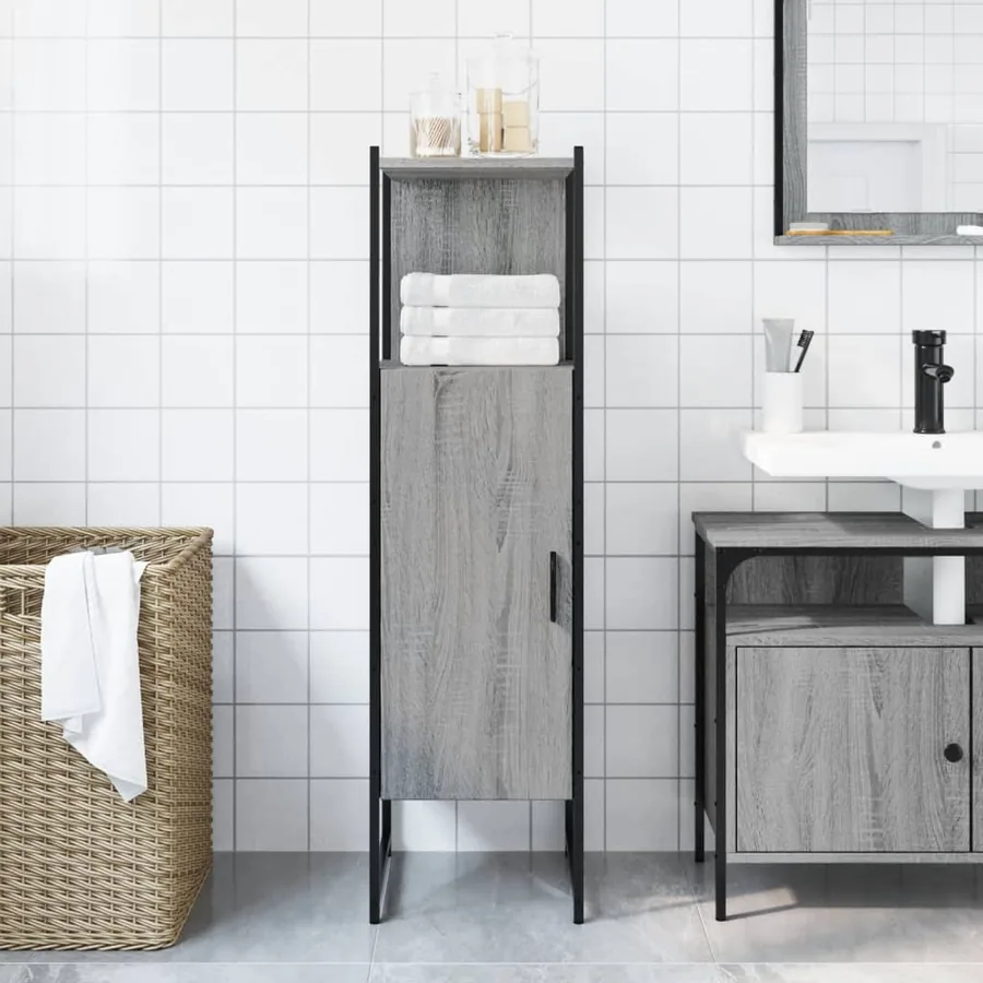Armoire de salle de bain sonoma gris 33x33x120,5 cm - 3
