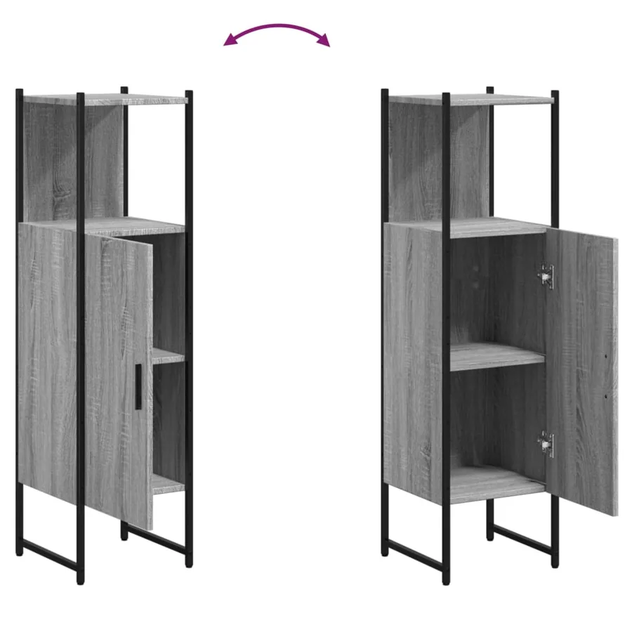 Armoire de salle de bain sonoma gris 33x33x120,5 cm - 9