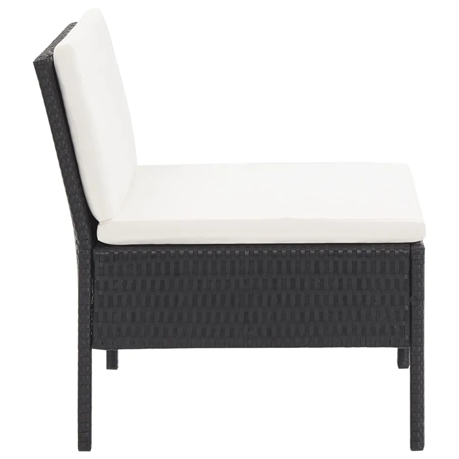 Salon de jardin 6 pcs avec coussins Résine tressée Noir - 10