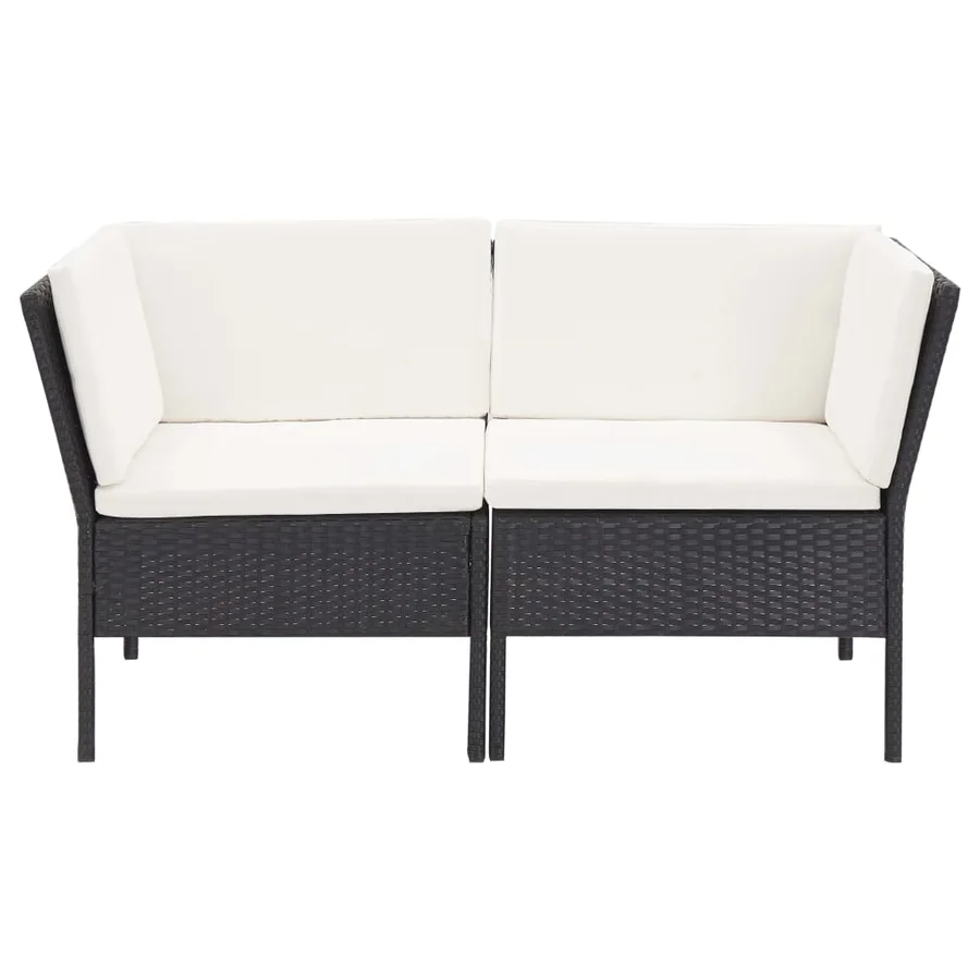 Salon de jardin 6 pcs avec coussins Résine tressée Noir - 4
