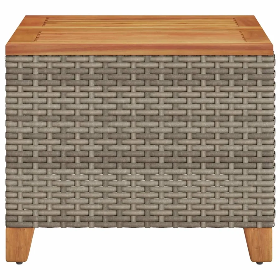 Table de jardin gris 45x45x37 cm résine tressée et bois acacia - 5