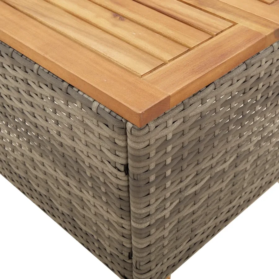Table de jardin gris 45x45x37 cm résine tressée et bois acacia - 8
