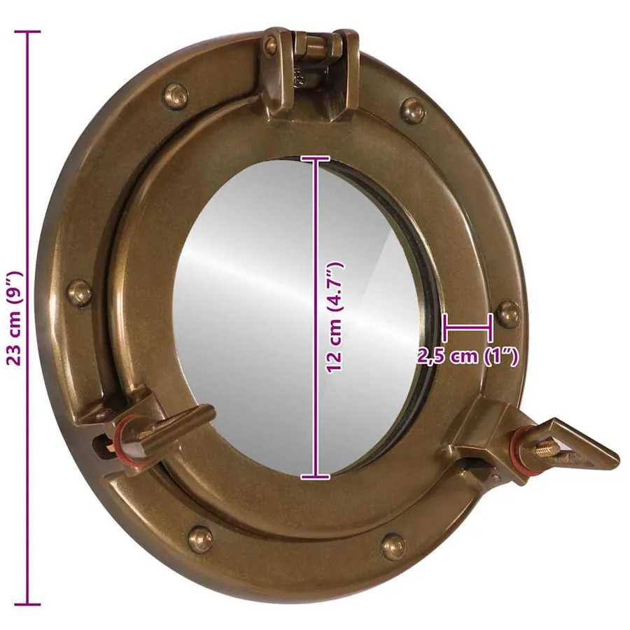 Miroir en forme de porthole mural Ø23 cm aluminium et verre - 7