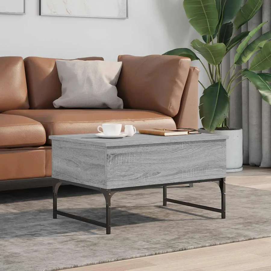 Table basse sonoma gris 70x50x40 cm bois d'ingénierie et métal - 3