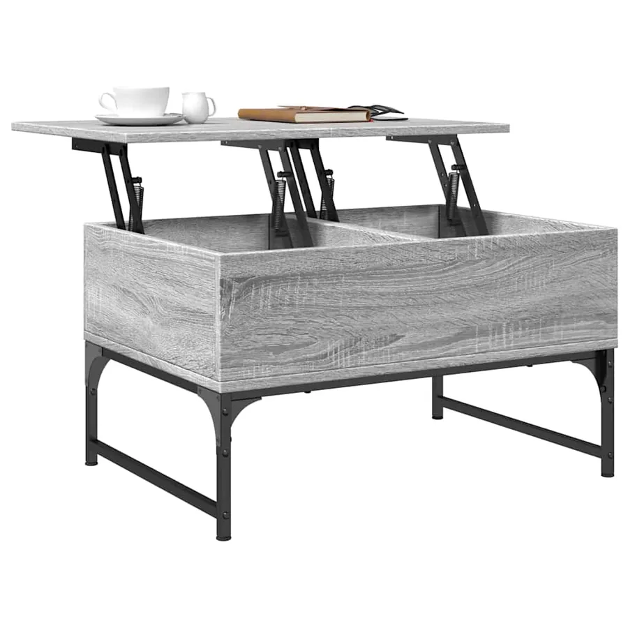 Table basse sonoma gris 70x50x40 cm bois d'ingénierie et métal - 4