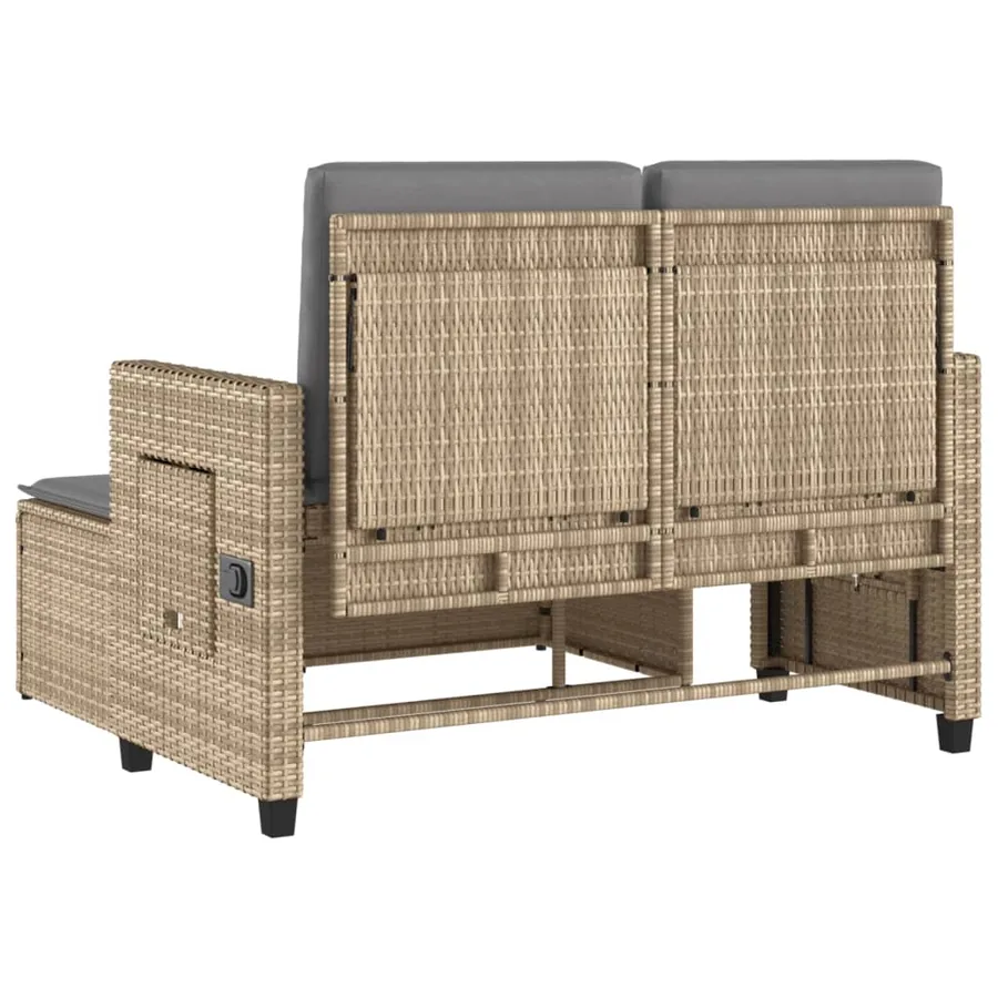 Banc inclinable de jardin avec coussins beige résine tressée - 8