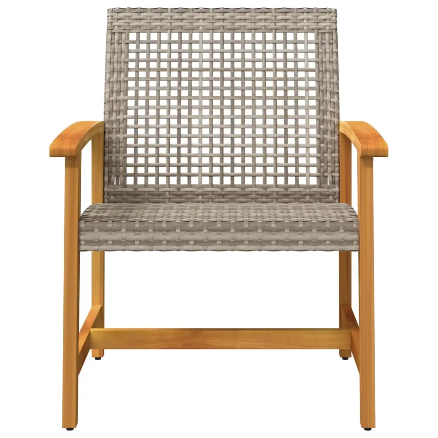 Chaises de jardin lot de 2 gris résine tressée et bois d’acacia - 4