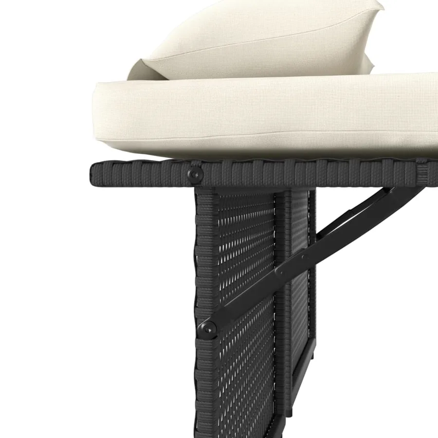 Banc inclinable de jardin avec coussins noir résine tressée - 12