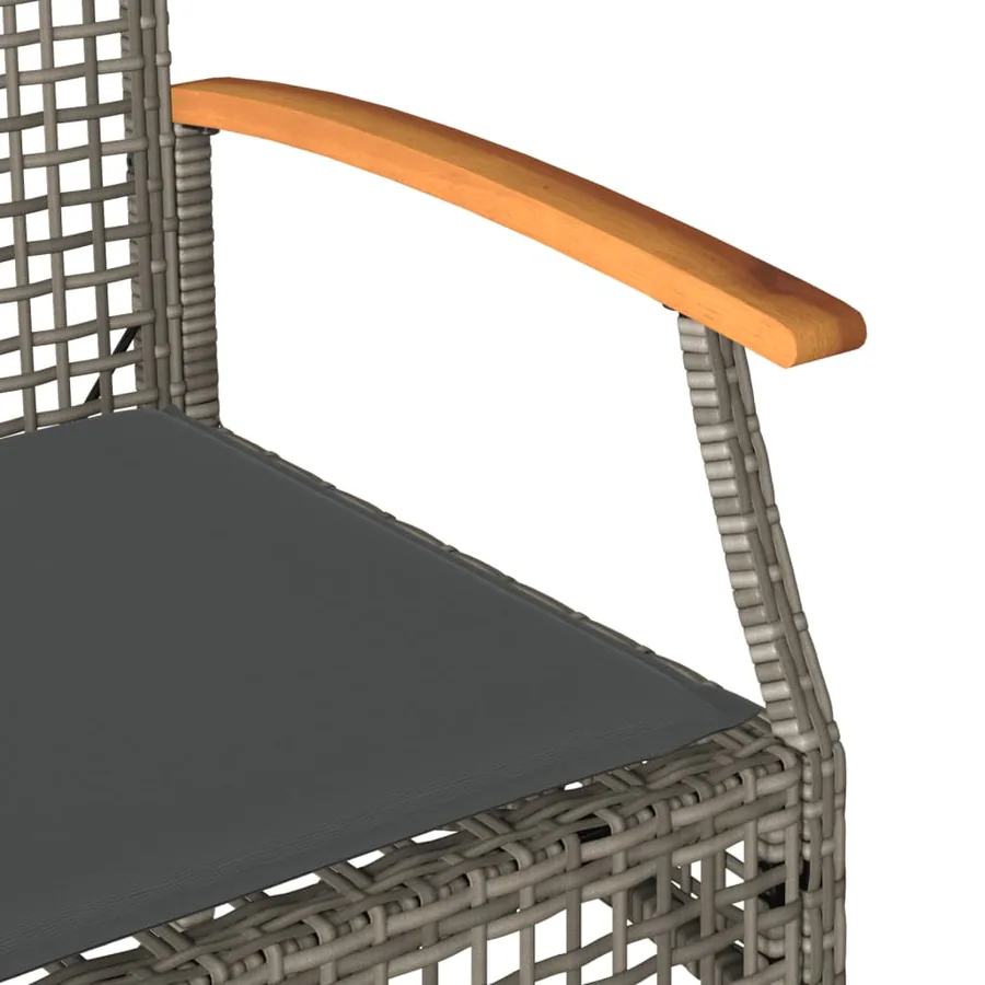 Banc de jardin avec coussin gris résine tressée et acacia - 7
