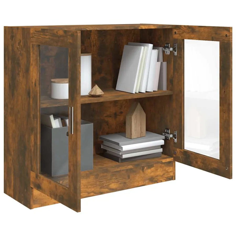 Armoire à vitrine Chêne fumé 82,5x30,5x80 cm Bois d'ingénierie - 7