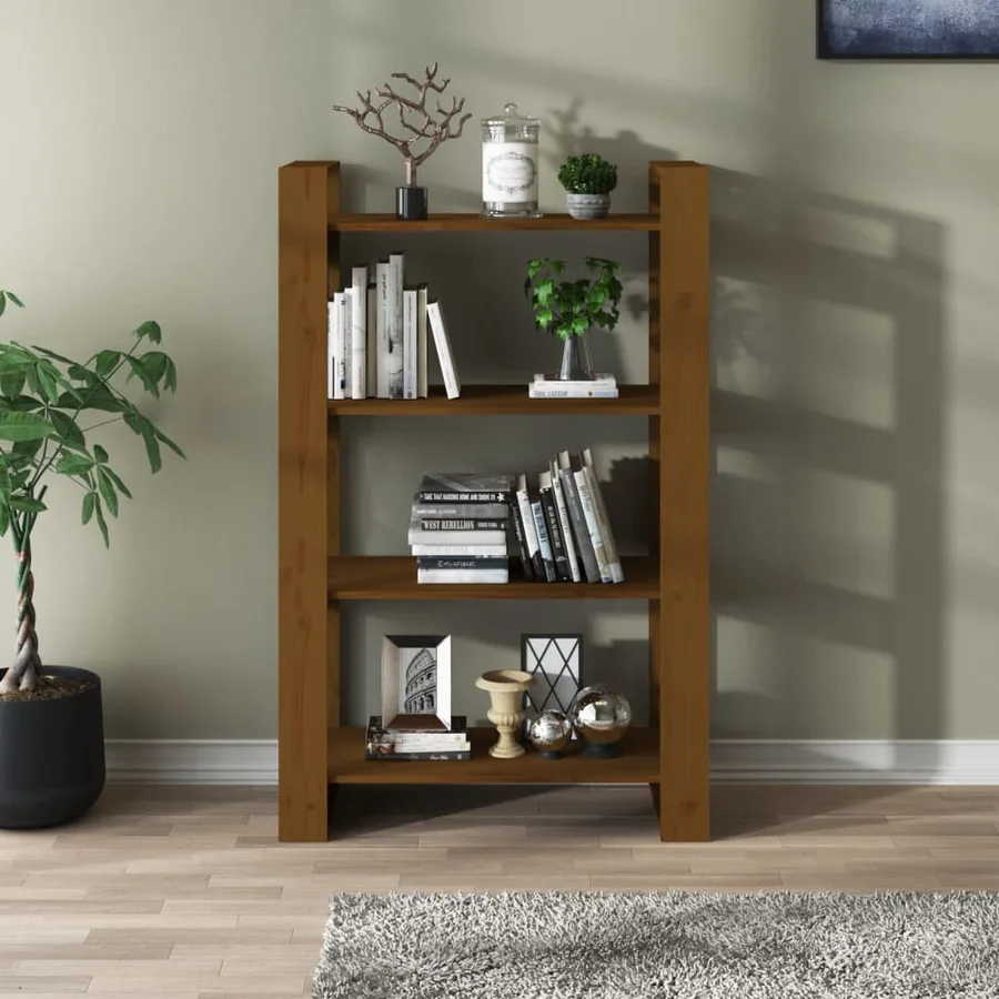 Bibliothèque/Cloison Marron miel 80x35x125 cm Bois massif - 3