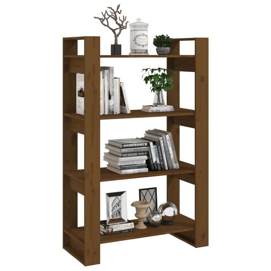 Bibliothèque/Cloison Marron miel 80x35x125 cm Bois massif - 4