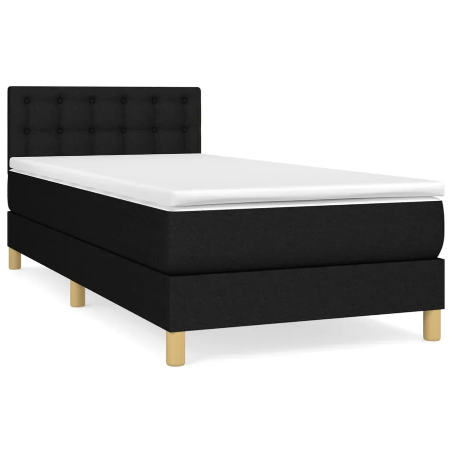 Sommier à lattes de lit avec matelas Noir 90x200 cm Tissu - 2