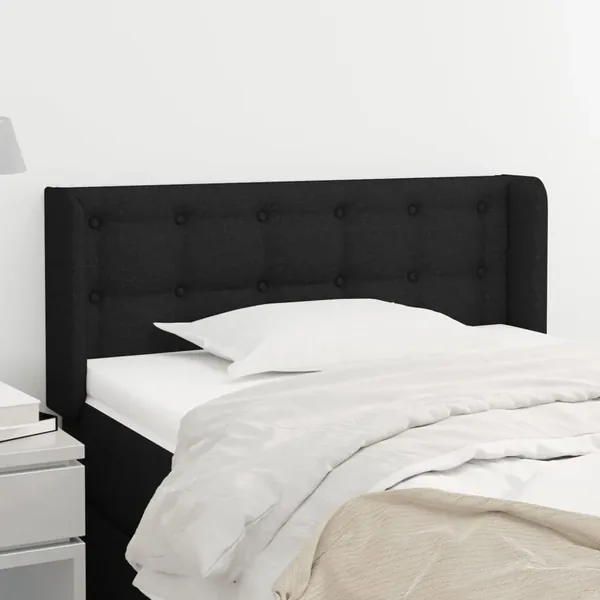 Tête de lit avec oreilles Noir 93x16x78/88 cm Tissu
