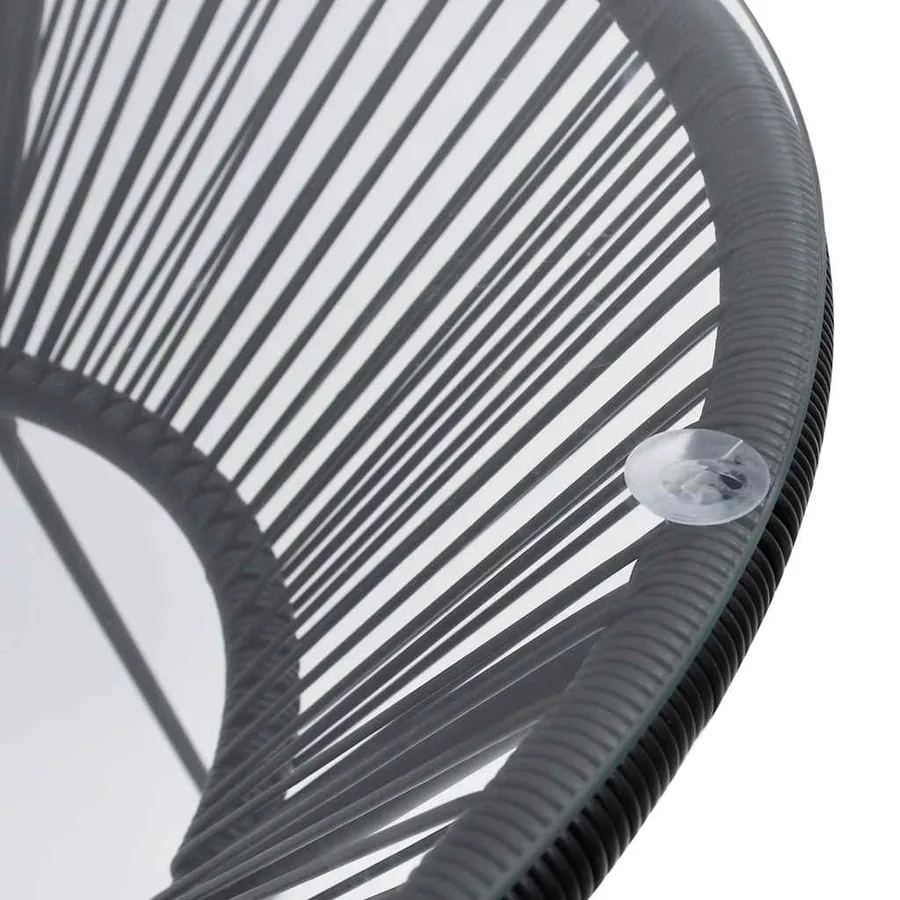 Table à manger de jardin Noir Ø70x74 cm Rotin et verre - 3