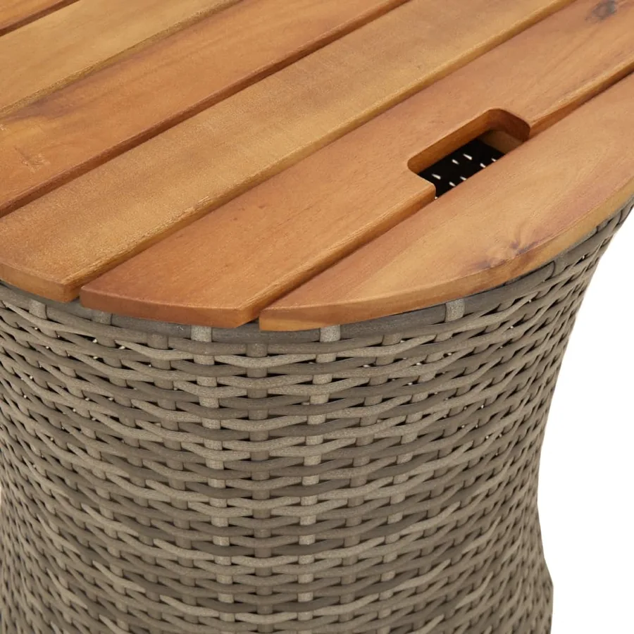 Tables d'appoint de jardin 2 pcs dessus en bois gris poly rotin - 8