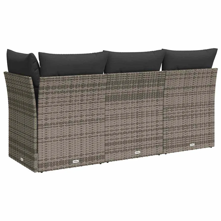 Canapé de jardin avec coussins 3 places gris résine tressée - 6
