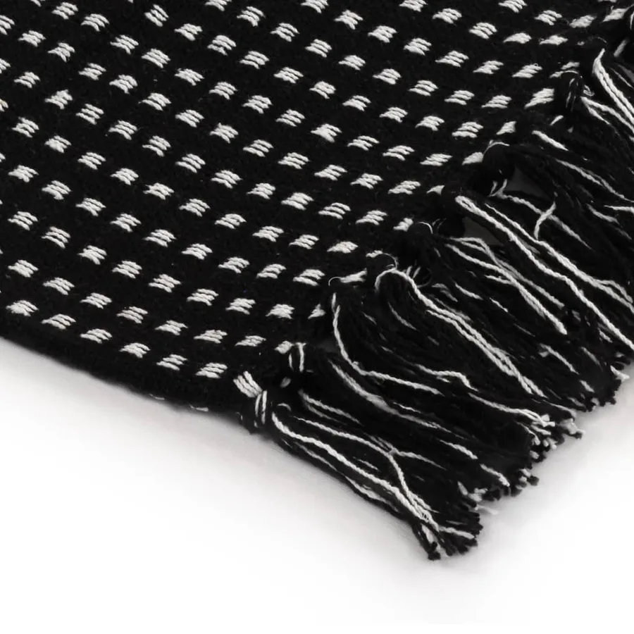 Couverture coton à carrés 125x150 cm Noir - 4