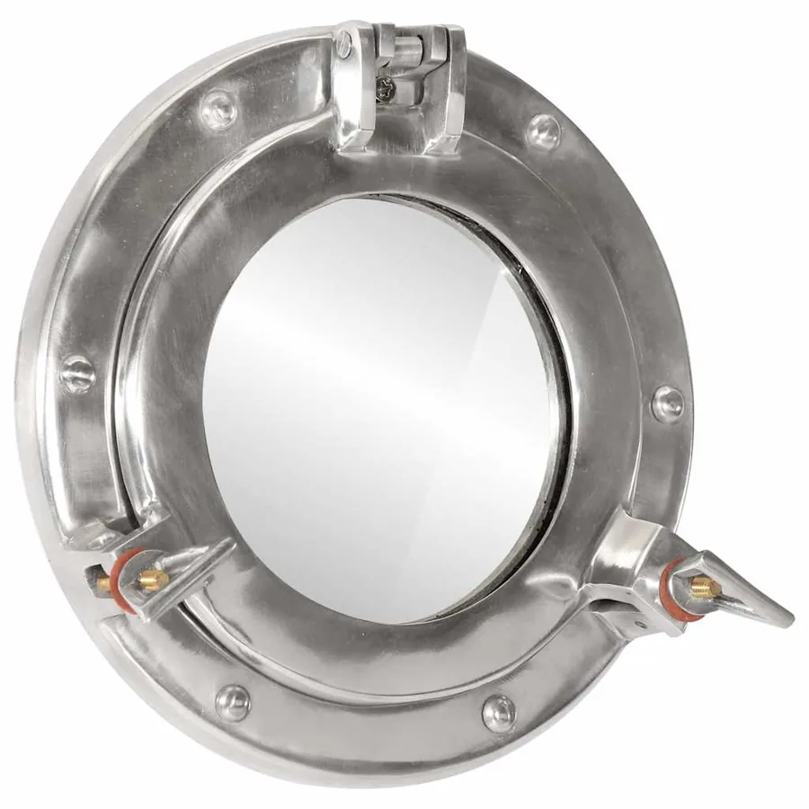 Miroir en forme de hublot mural Ø23 cm aluminium et verre