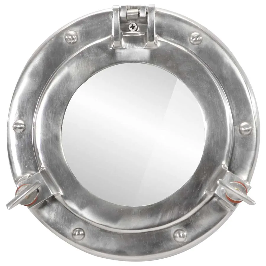 Miroir en forme de hublot mural Ø23 cm aluminium et verre - 2