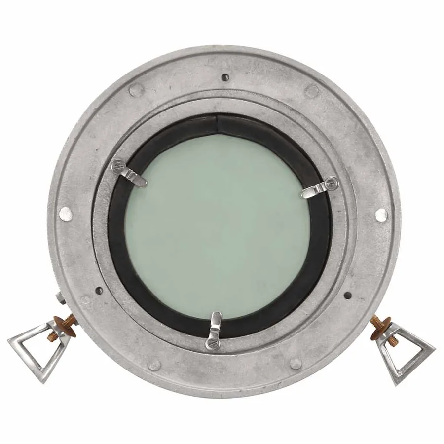 Miroir en forme de hublot mural Ø23 cm aluminium et verre - 3