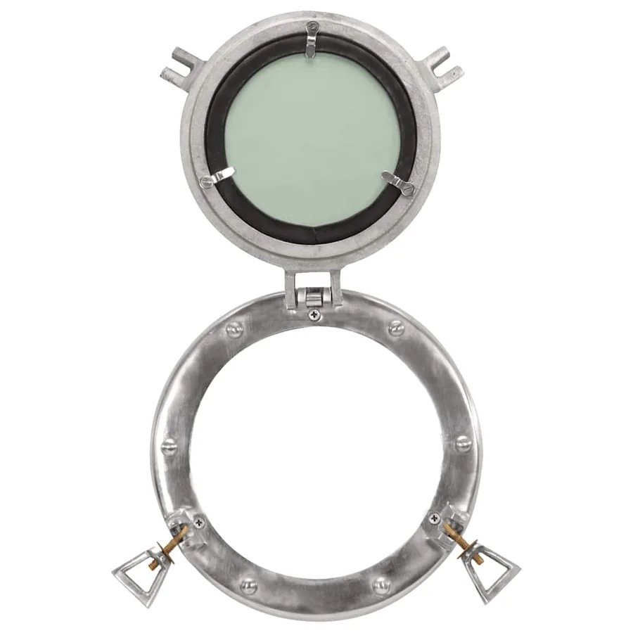 Miroir en forme de hublot mural Ø23 cm aluminium et verre - 4