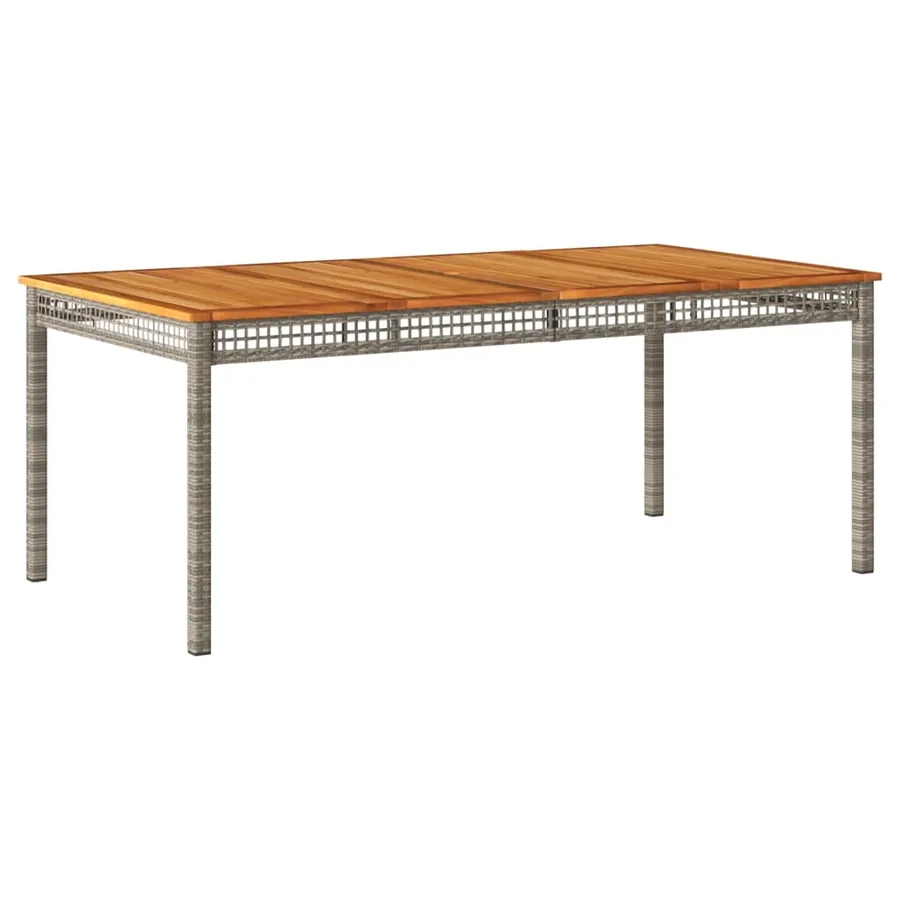 Table de jardin gris 180x90x75 cm résine tressée et bois acacia - 2