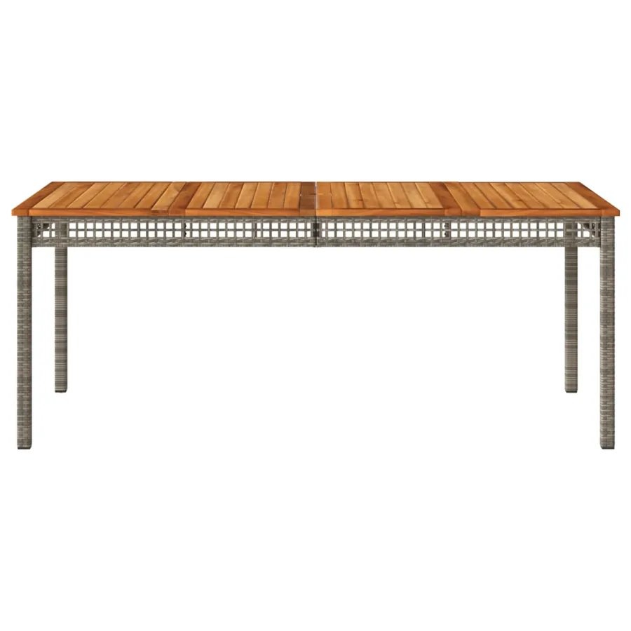 Table de jardin gris 180x90x75 cm résine tressée et bois acacia - 4