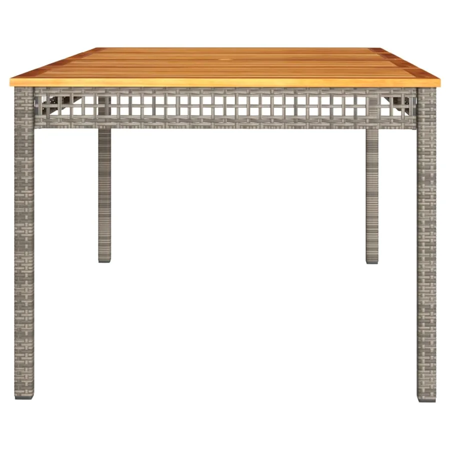 Table de jardin gris 180x90x75 cm résine tressée et bois acacia - 5
