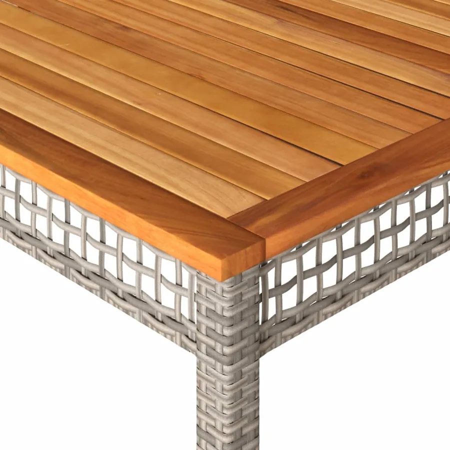 Table de jardin gris 180x90x75 cm résine tressée et bois acacia - 7