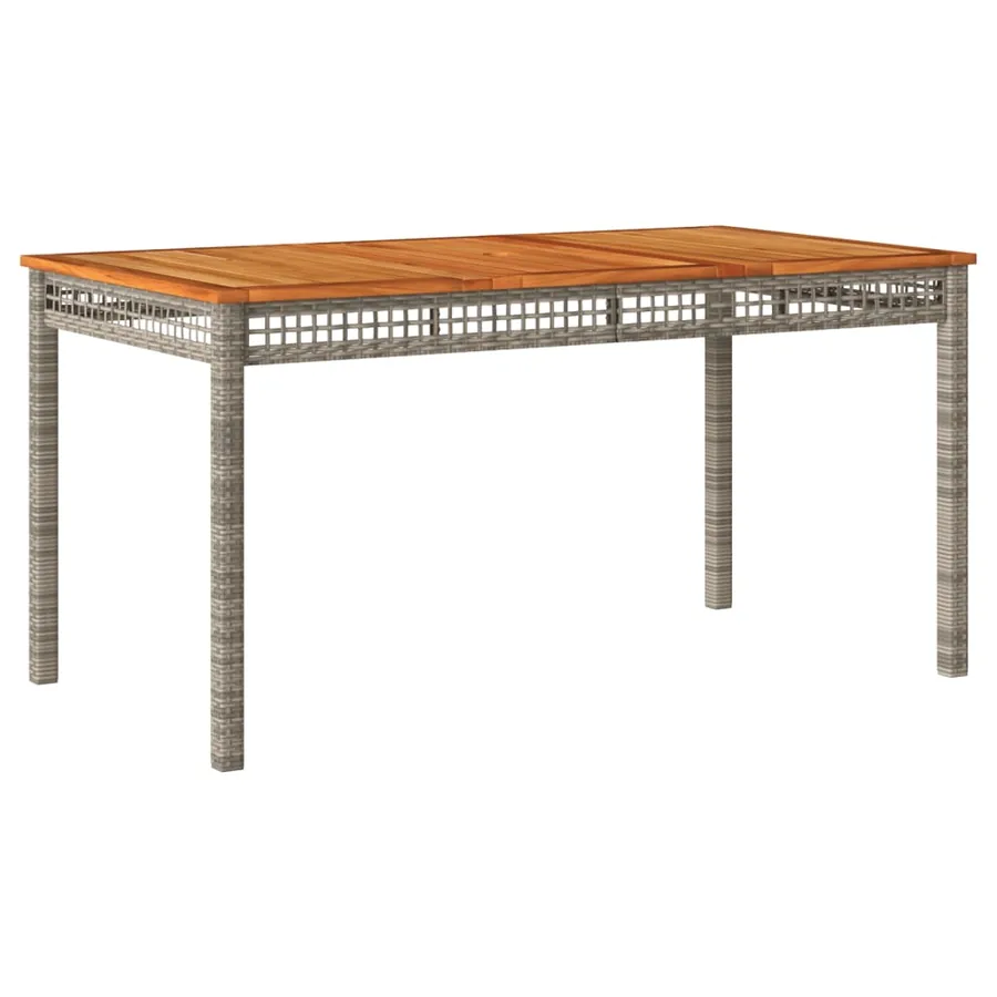 Table de jardin gris 140x80x75 cm résine tressée et bois acacia - 2