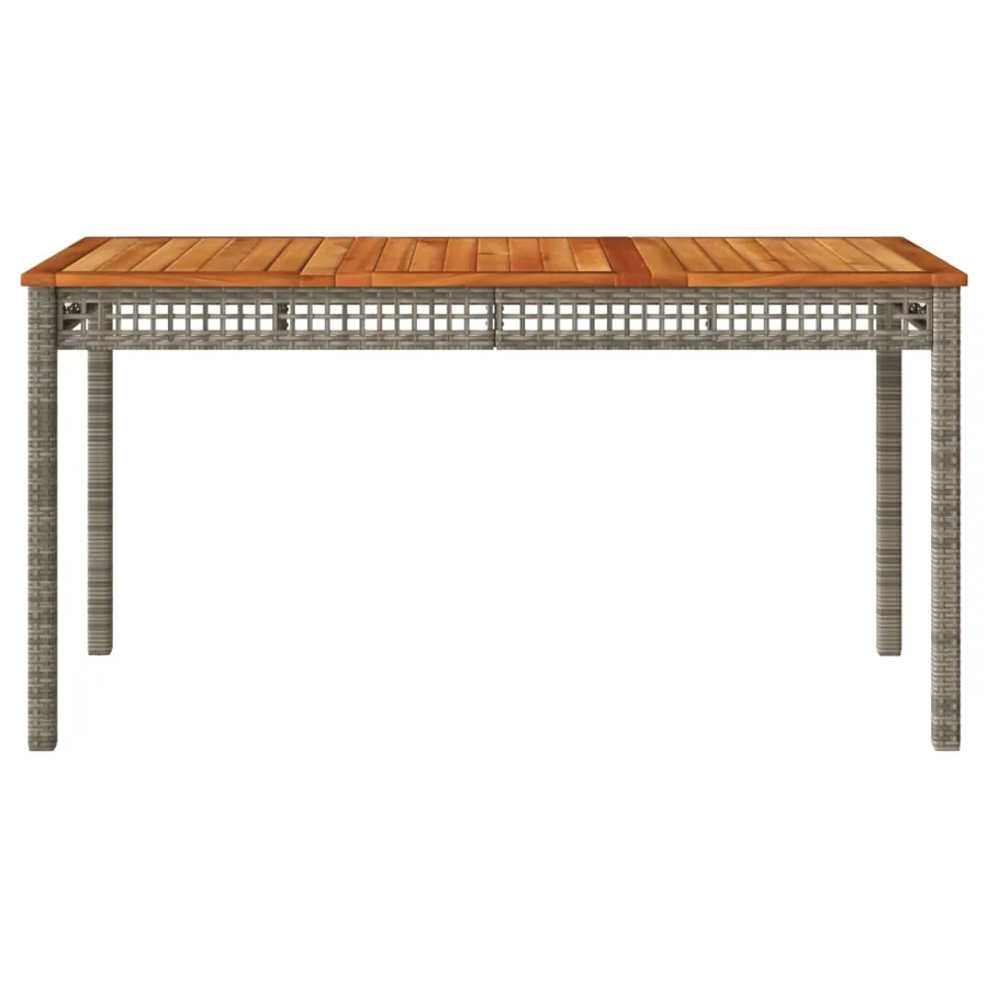 Table de jardin gris 140x80x75 cm résine tressée et bois acacia - 4
