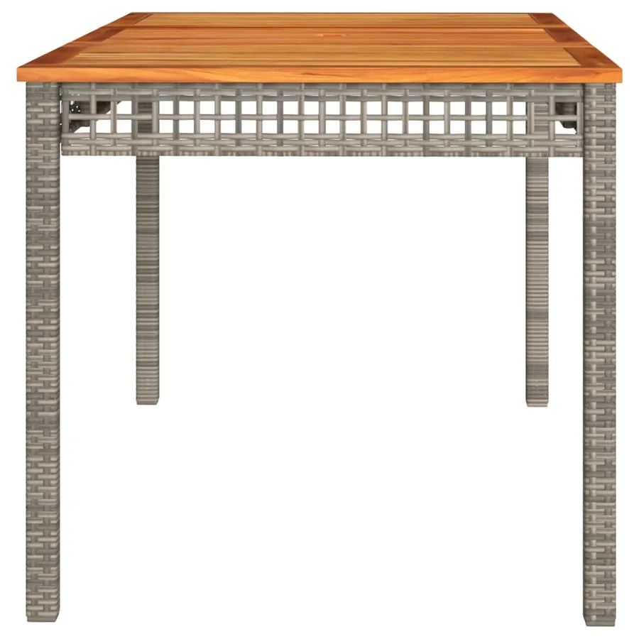 Table de jardin gris 140x80x75 cm résine tressée et bois acacia - 5
