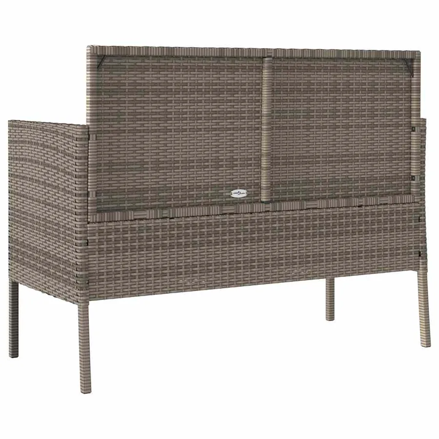 Banc de jardin avec coussins gris résine tressée - 6