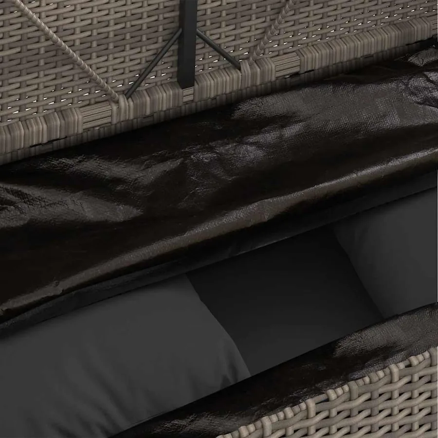 Banc de jardin avec coussins gris résine tressée - 9