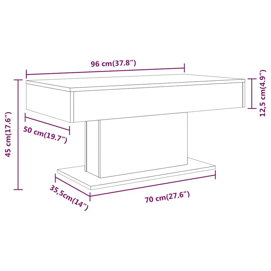 Table basse Sonoma gris 96x50x45 cm Bois d'ingénierie - 7