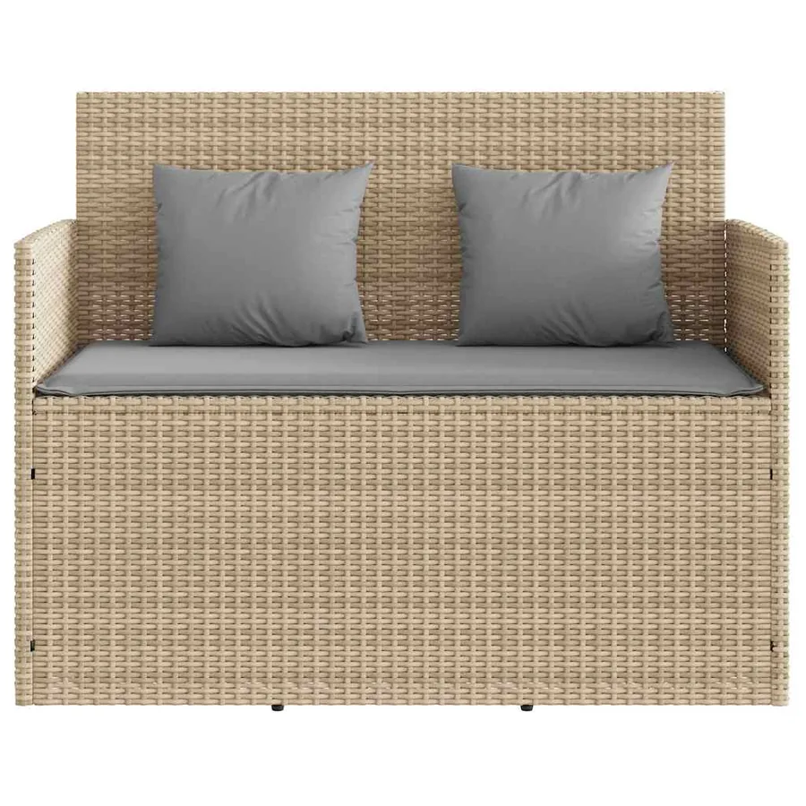 Banc de jardin avec coussins beige résine tressée - 4