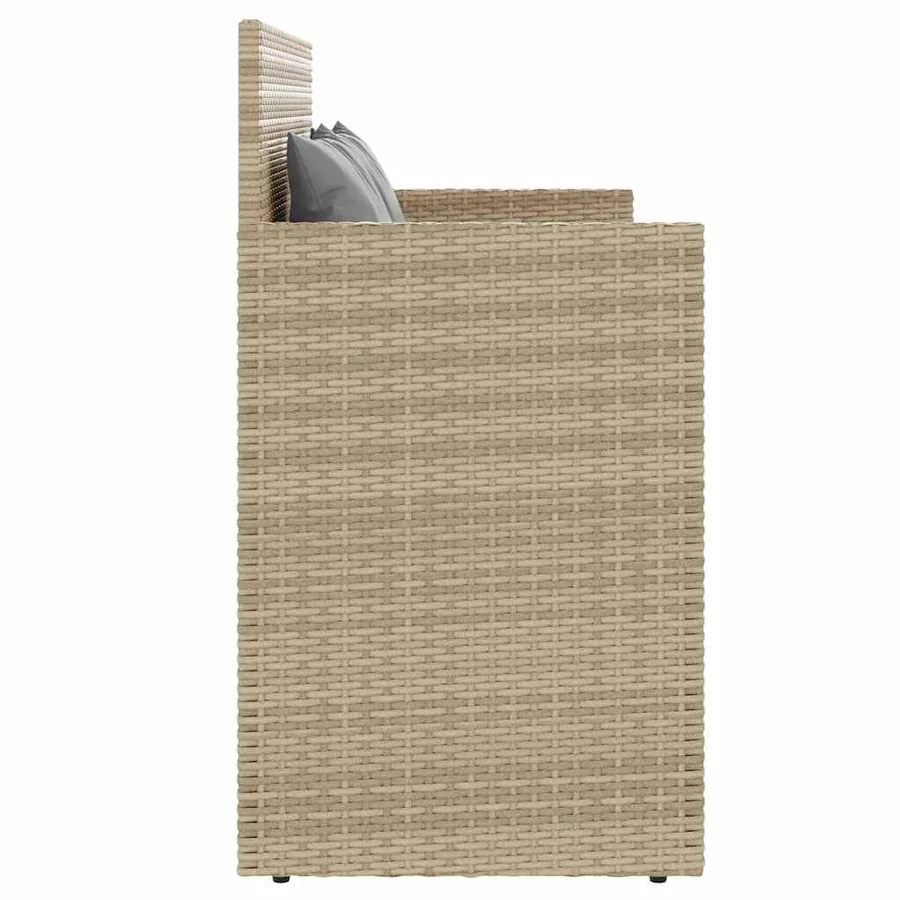 Banc de jardin avec coussins beige résine tressée - 5