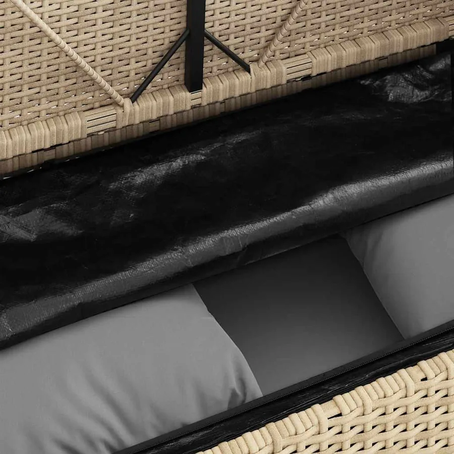 Banc de jardin avec coussins beige résine tressée - 9