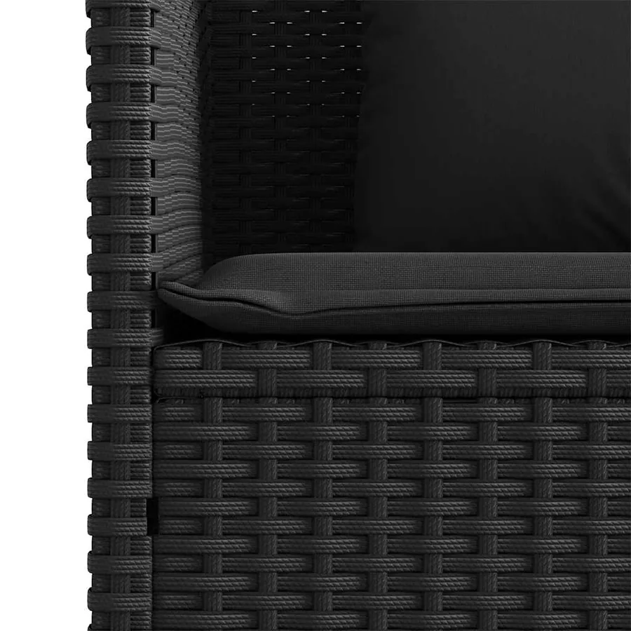 Banc de jardin avec coussins noir résine tressée - 10