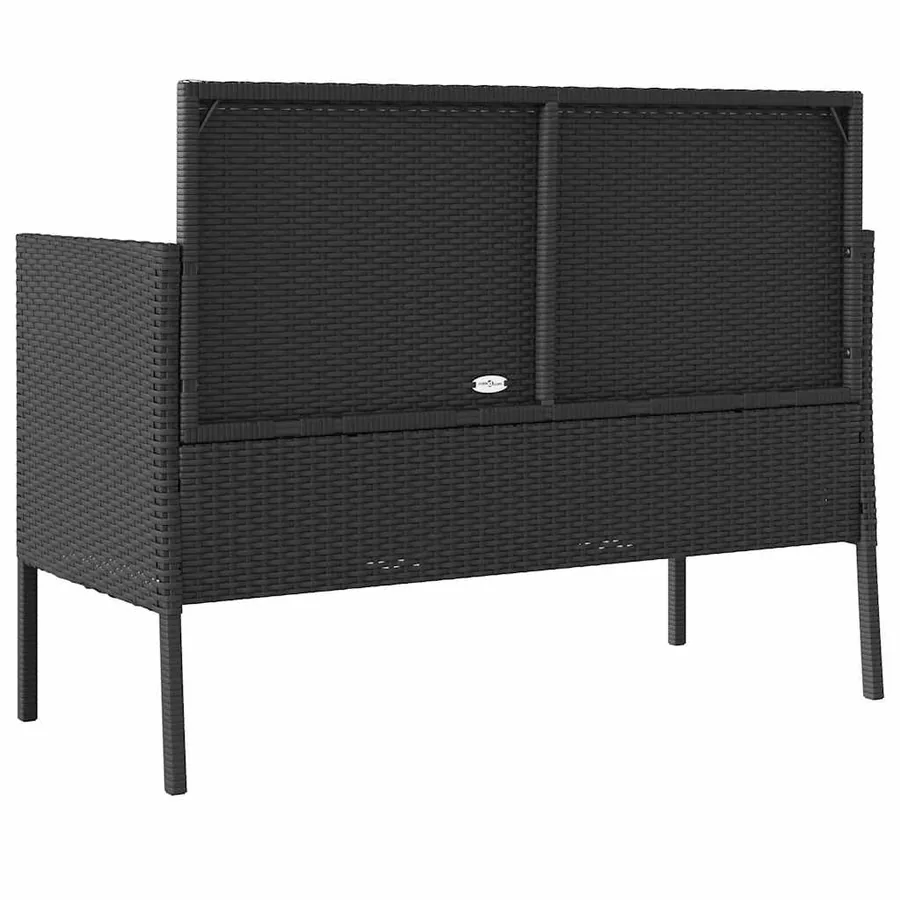 Banc de jardin avec coussins noir résine tressée - 6