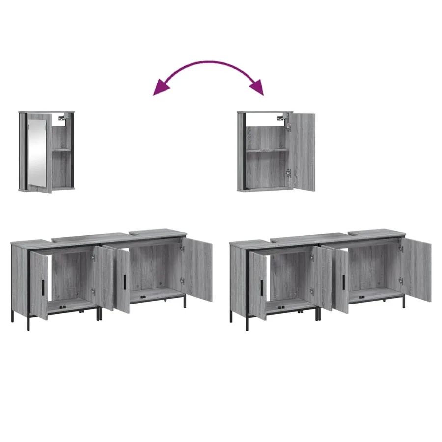 Ensemble de meubles de salle de bain 3 pcs Sonoma gris - 9