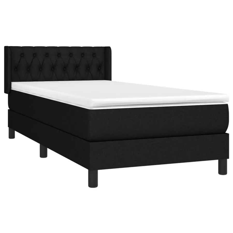 Sommier à lattes de lit avec matelas Noir 100x200 cm Tissu - 3