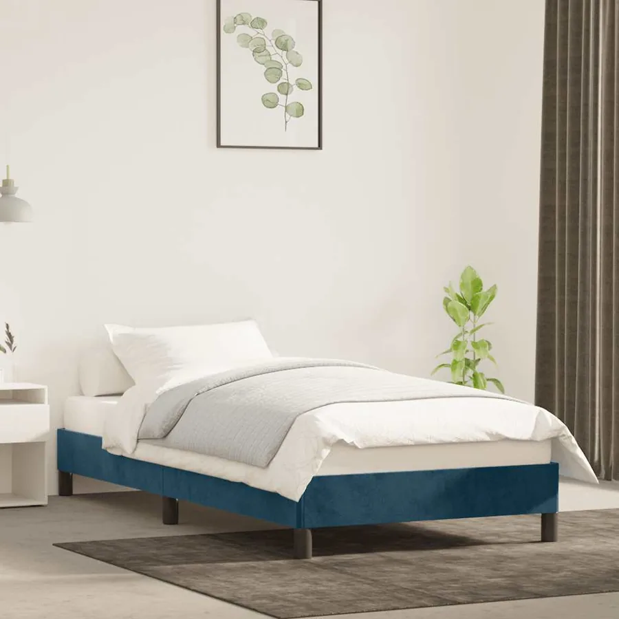 Cadre de lit sans matelas bleu foncé 100x200 cm velours