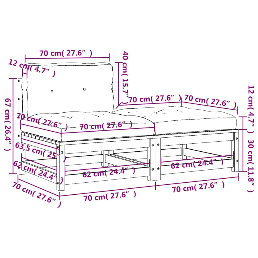 Canapé de jardin sans accoudoirs avec coussins et repose-pieds - 11