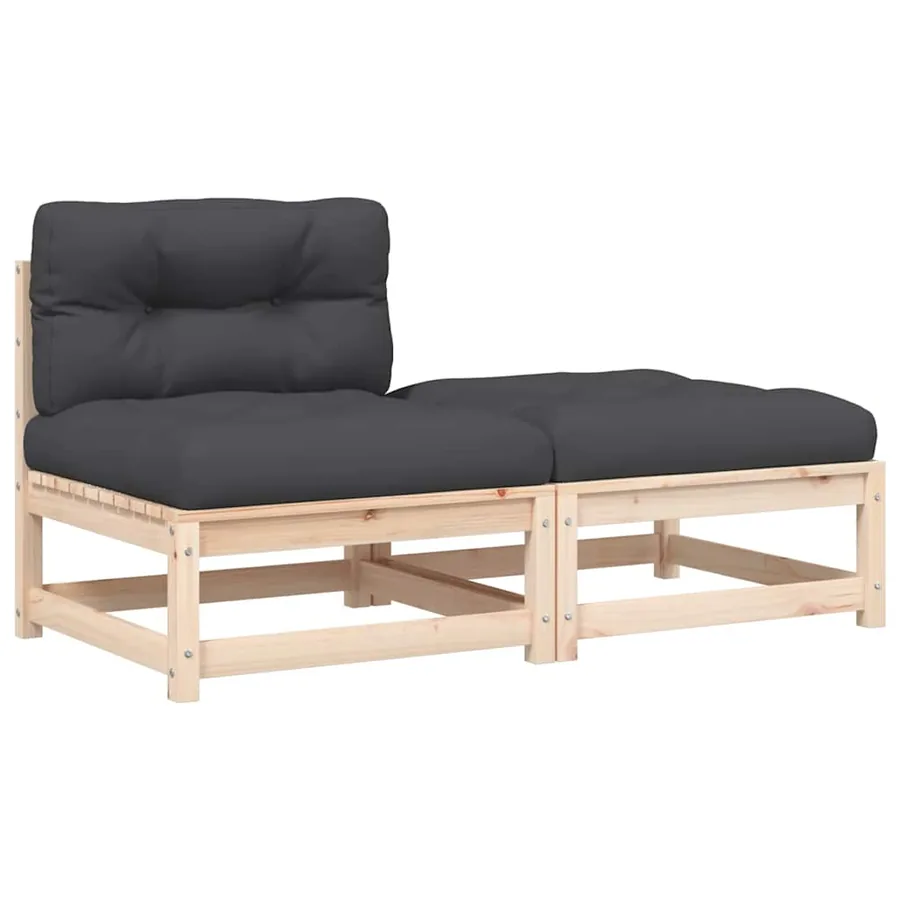 Canapé de jardin sans accoudoirs avec coussins et repose-pieds - 2