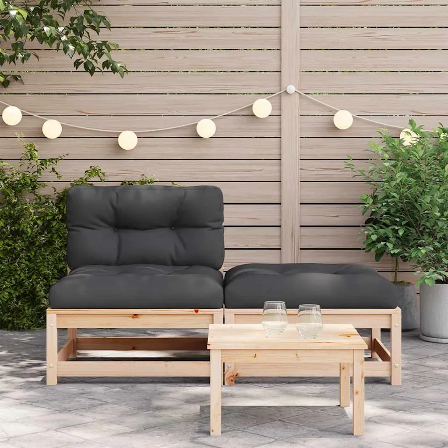 Canapé de jardin sans accoudoirs avec coussins et repose-pieds - 3