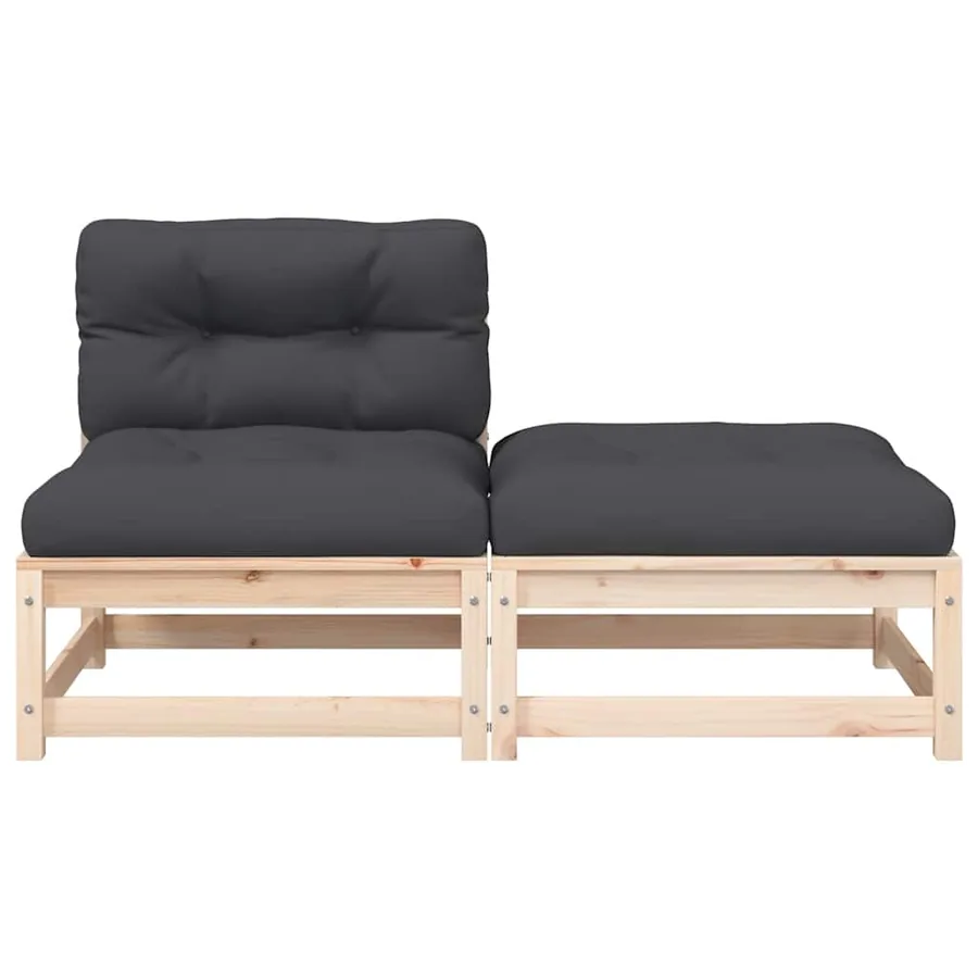 Canapé de jardin sans accoudoirs avec coussins et repose-pieds - 5
