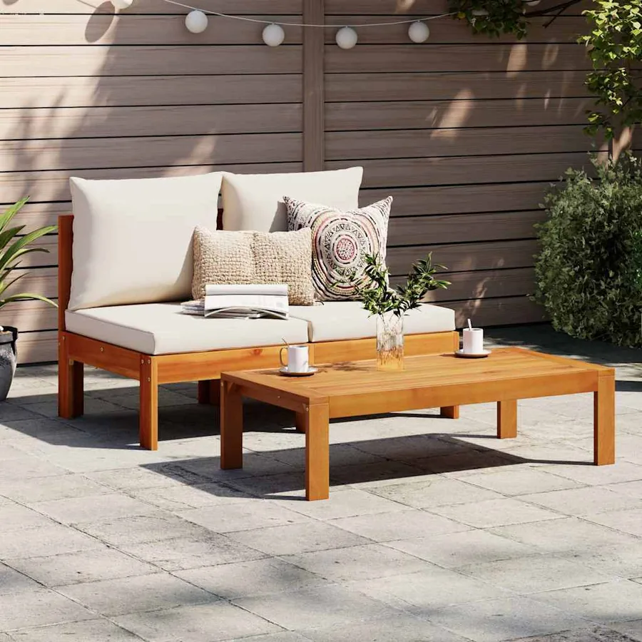 Canapé de jardin sans accoudoirs coussins 2 places bois acacia - 3