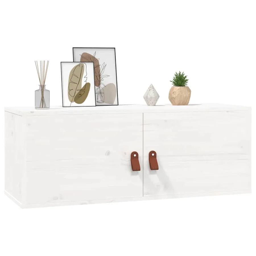 Armoire murale Blanc 80x30x30 cm Bois de pin massif - 9